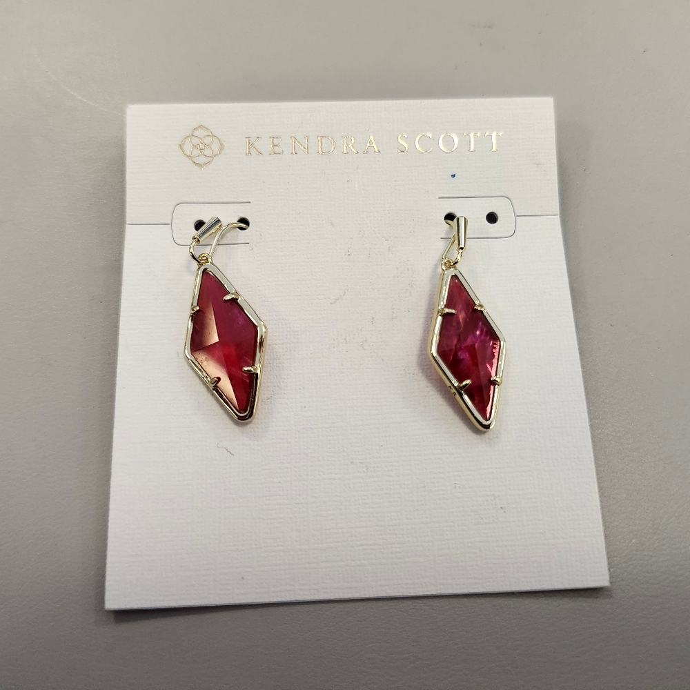 NWT Kendra Scott Gold Kendra Kinsley Pink Geometric Drop Earrings